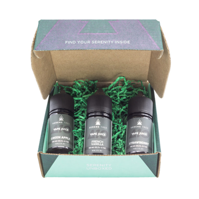 Serene Tree Delta-10 THC Vape Juice Subscription Sample Box