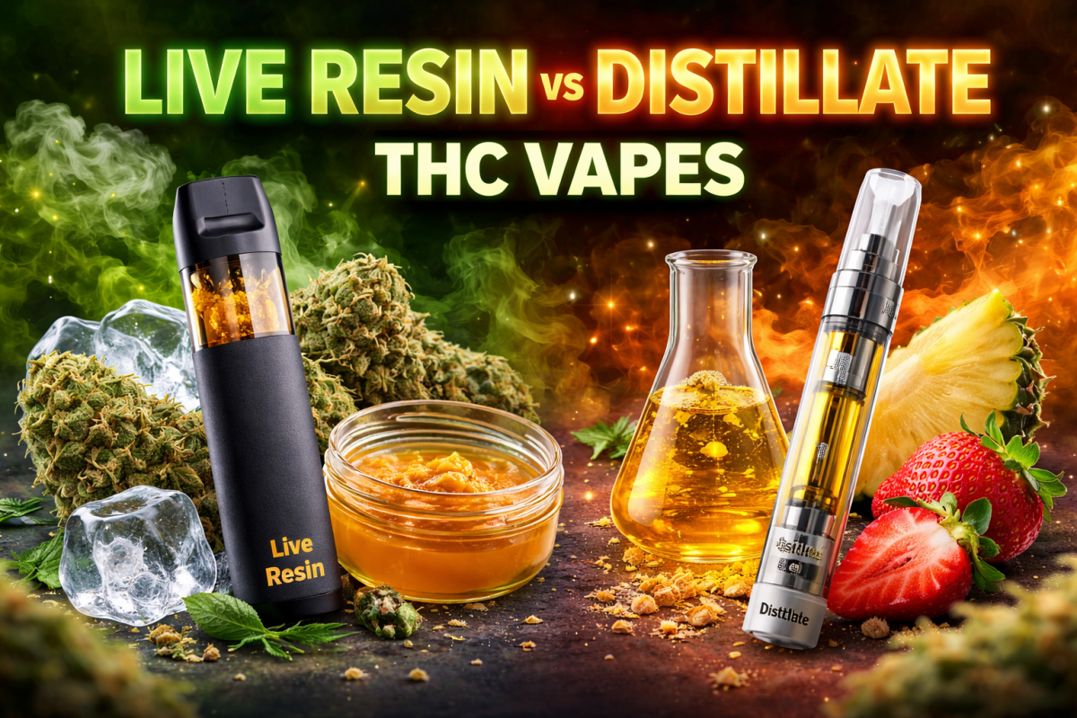 Compare live resin vs distillate THC vapes. Learn differences in potency, flavor, and effects to choose the best vape in Europe.